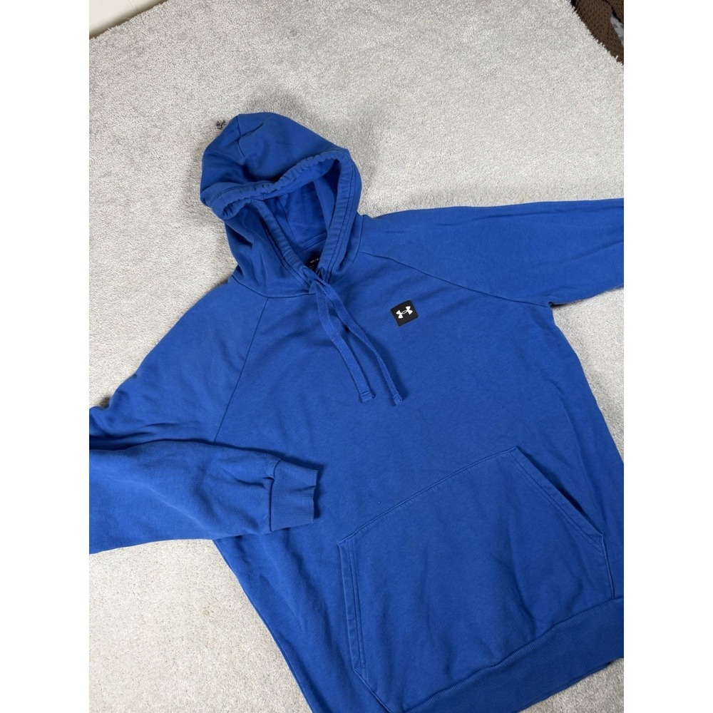 Under Armour Hoodie Mens Medium Blue Rival Fleece Pullover Sweatshirt Gym